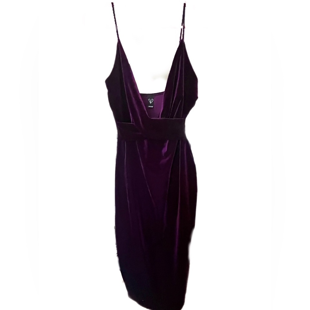 Purple Crushed Velvet Midi Dress